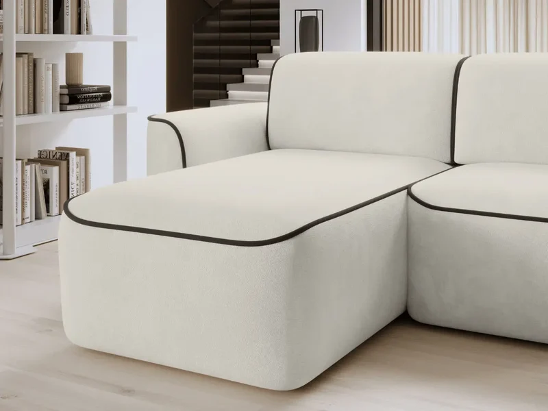 Canapé d'angle convertible électrique tissu boucle LUMIA