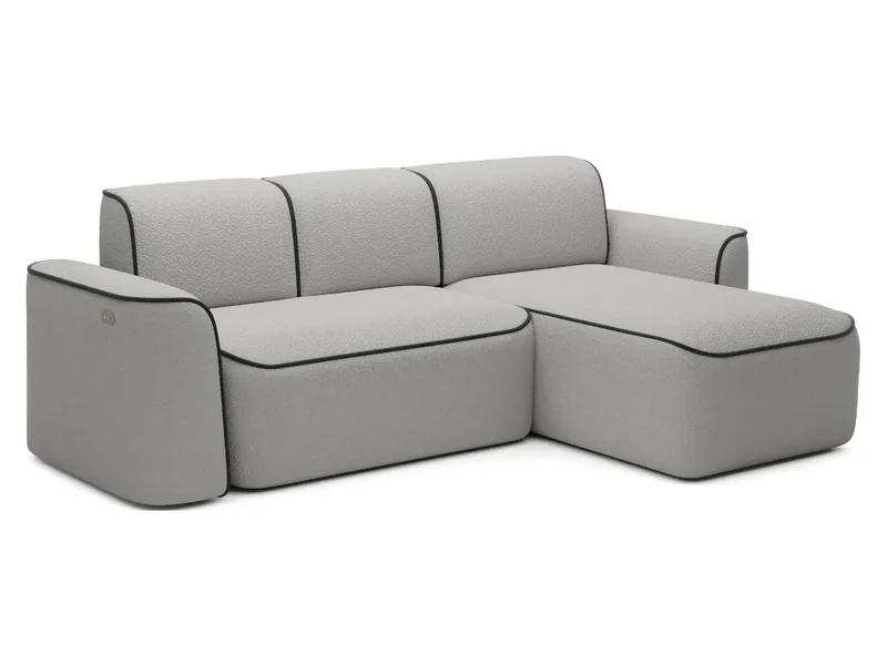 Canapé d'angle convertible électrique tissu boucle LUMIA