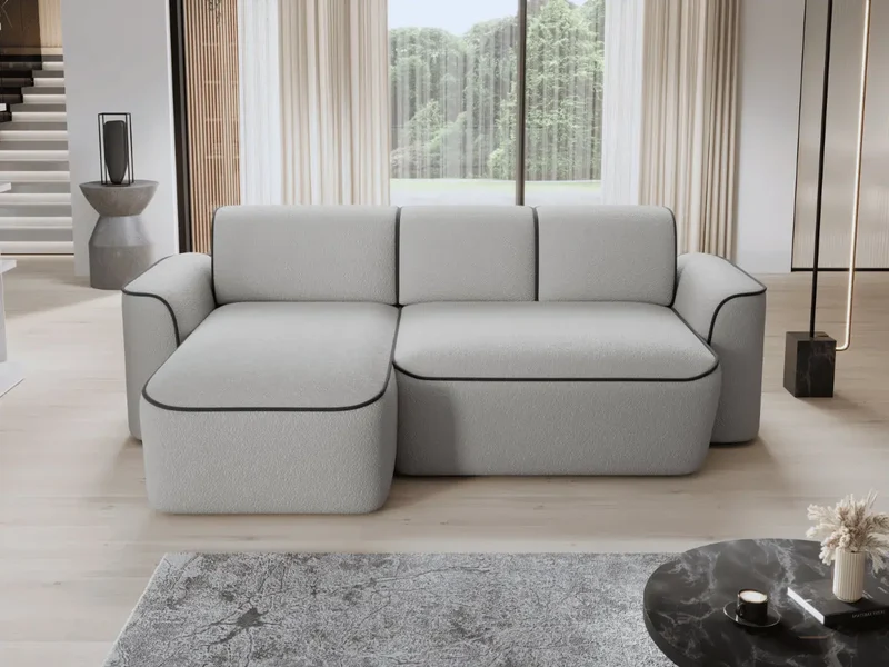 Canapé d'angle convertible électrique tissu boucle LUMIA