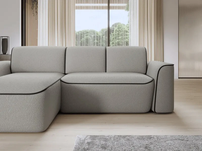 Canapé d'angle convertible électrique tissu boucle LUMIA