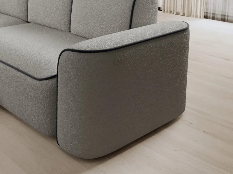 Canapé d'angle convertible électrique tissu boucle LUMIA