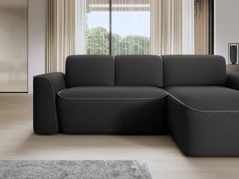 Canapé d'angle convertible électrique tissu boucle LUMIA