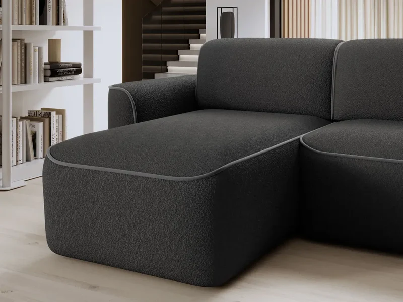 Canapé d'angle convertible électrique tissu boucle LUMIA