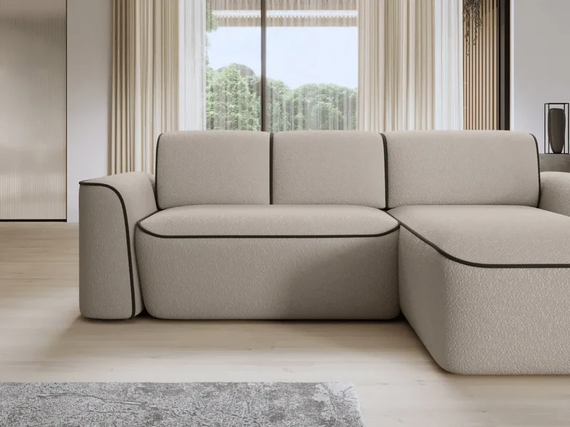 Canapé d'angle convertible électrique tissu boucle LUMIA