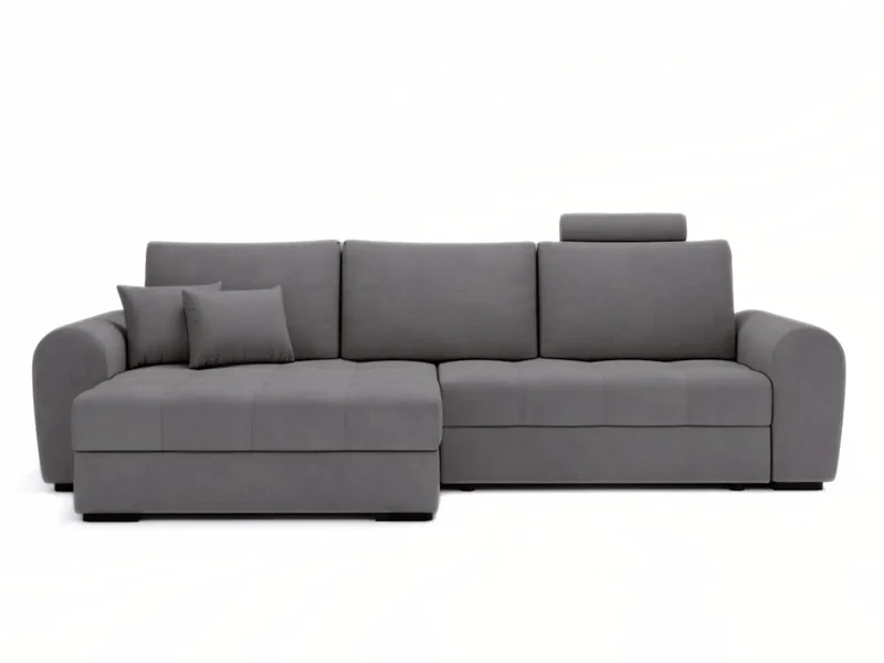 Canapé d'angle convertible avec têtière et coffre GIVERNY