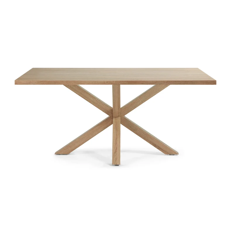 Argo table in melamine with natural finish and wood-effect steel legs 180 x 100 cm