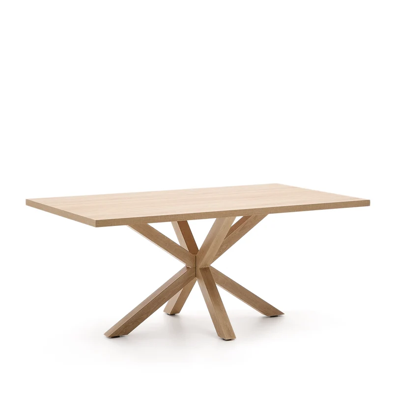 Argo table in melamine with natural finish and wood-effect steel legs 180 x 100 cm
