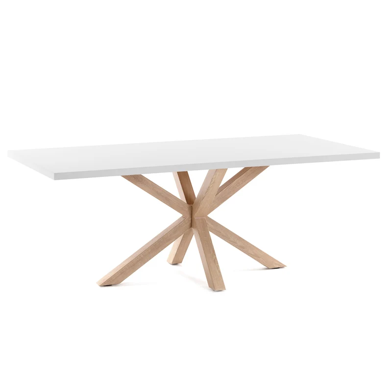 Argo table in melamine with white finish and wood-effect steel legs 180 x 100 cm
