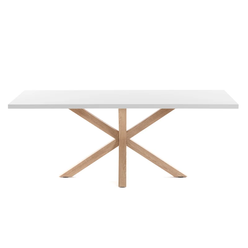 Argo table in melamine with white finish and wood-effect steel legs 180 x 100 cm