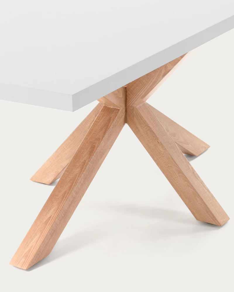 Argo table in melamine with white finish and wood-effect steel legs 180 x 100 cm