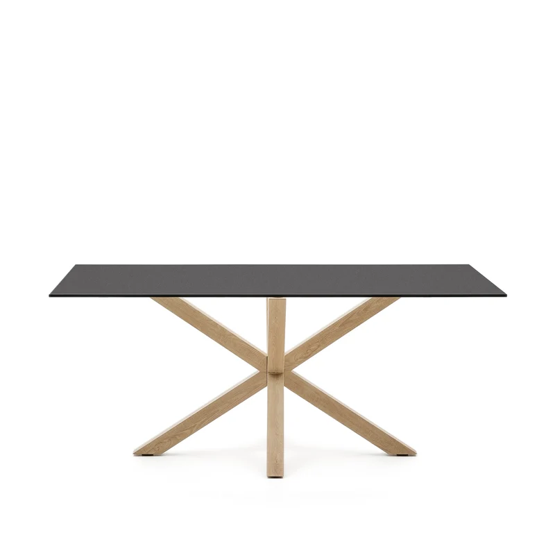 Argo table 180x100 cm, steel in sonoma and black glass