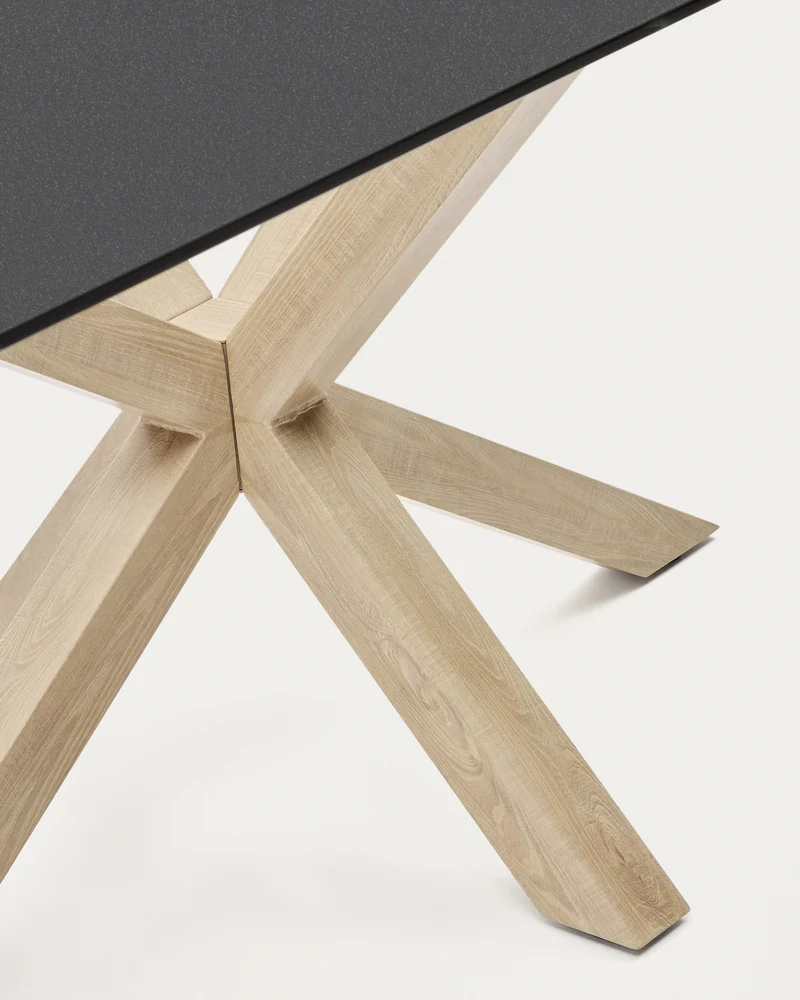 Argo table 180x100 cm, steel in sonoma and black glass