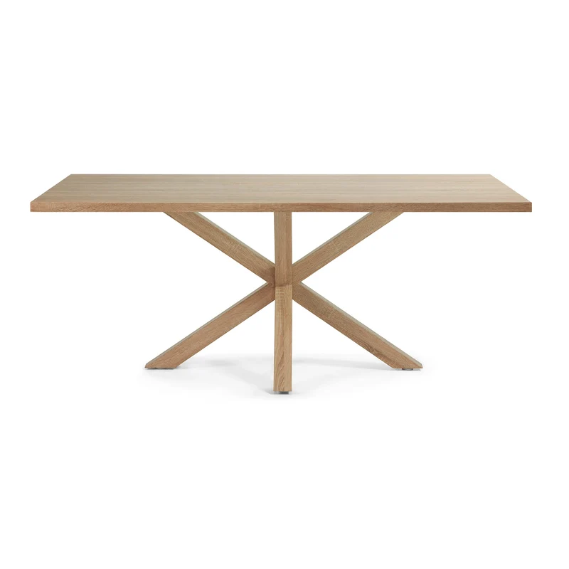 Argo table in melamine with natural finish and wood-effect steel legs 200 x 100 cm