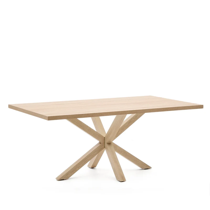 Argo table in melamine with natural finish and wood-effect steel legs 200 x 100 cm