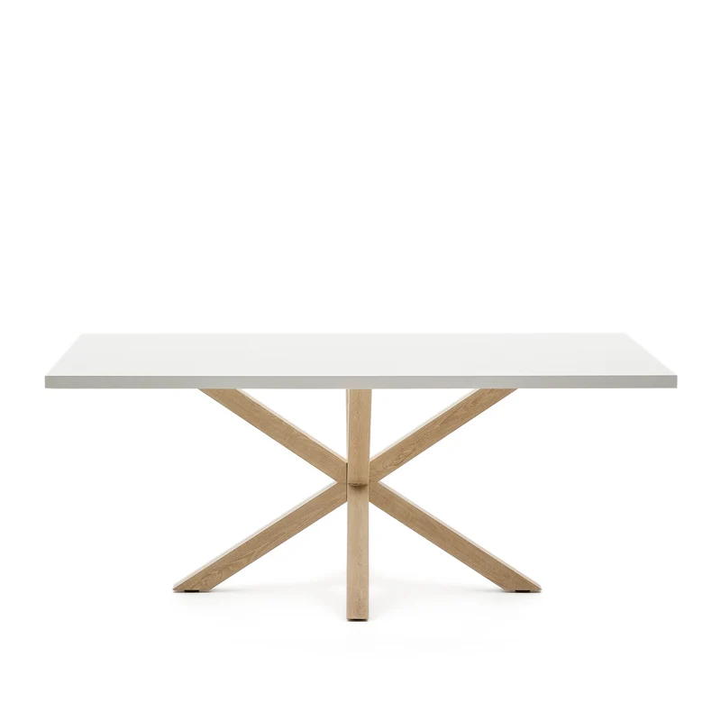 Argo table in melamine with white finish and wood-effect steel legs 200 x 100 cm