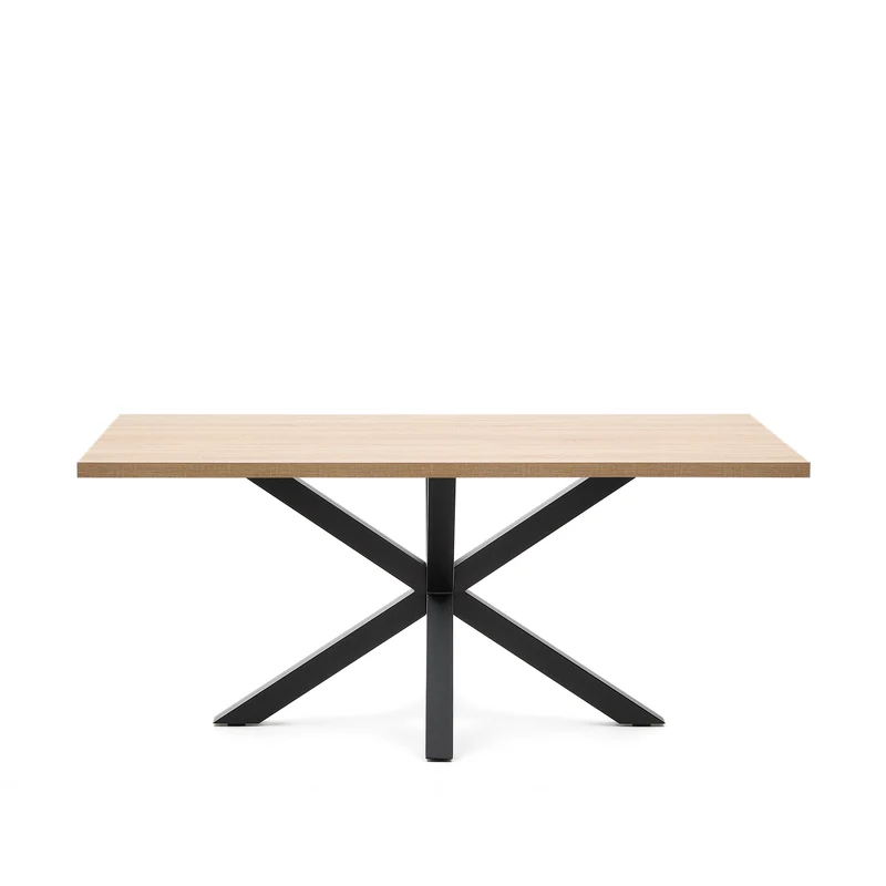 Argo table in melamine with natural finish and steel legs with black finish 180 x 100 cm