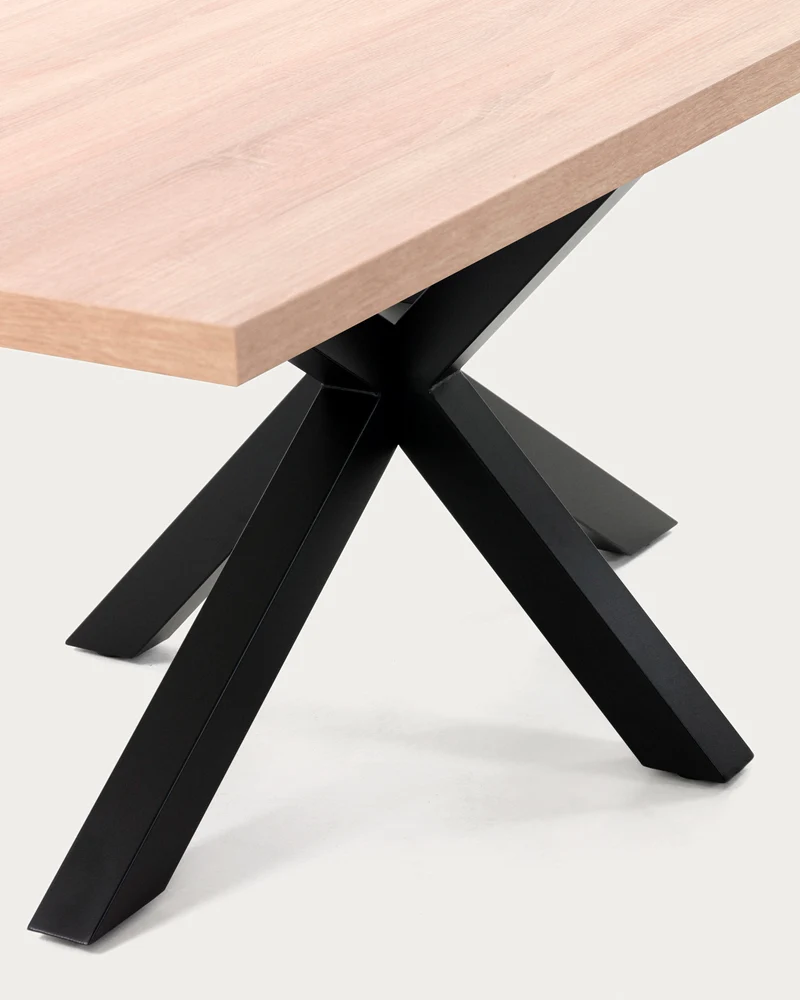 Argo table in melamine with natural finish and steel legs with black finish 180 x 100 cm