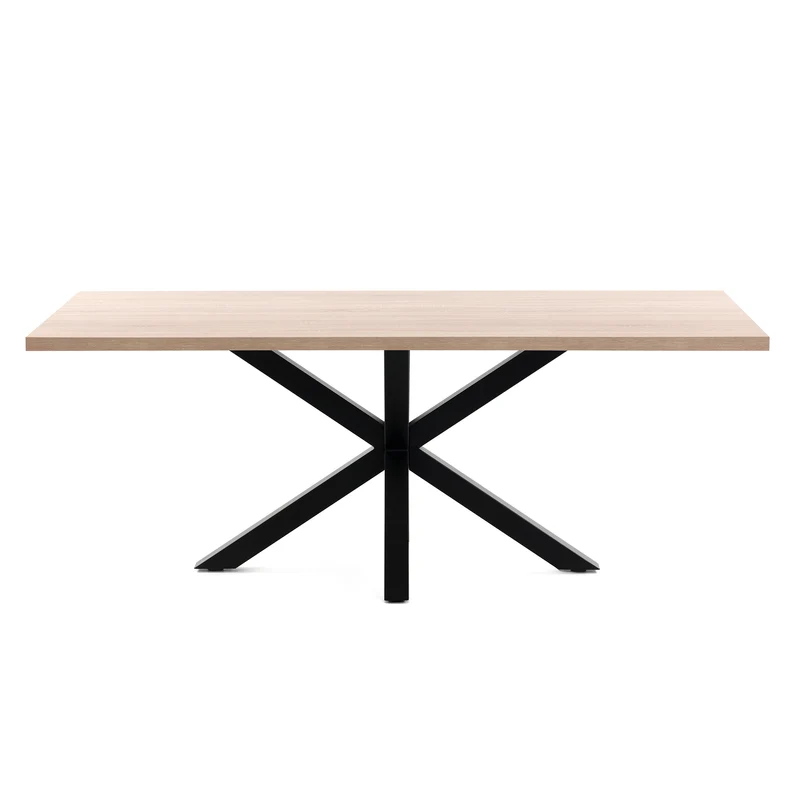 Argo table in melamine with natural finish and steel legs with black finish 200 x 100 cm