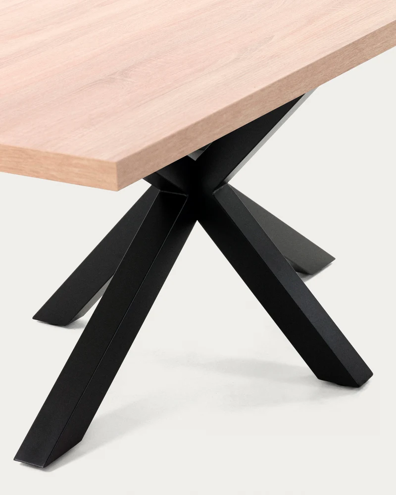 Argo table in melamine with natural finish and steel legs with black finish 200 x 100 cm