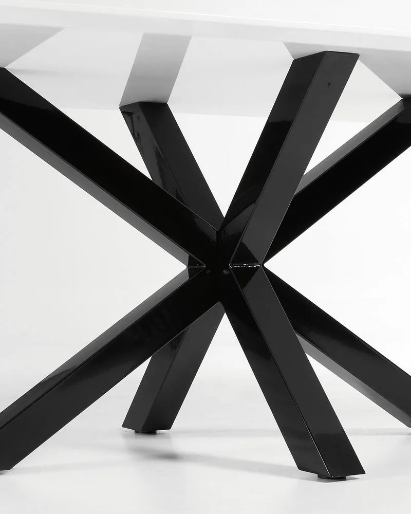 Argo table in melamine with white finish and steel legs with black finish 200 x 100 cm