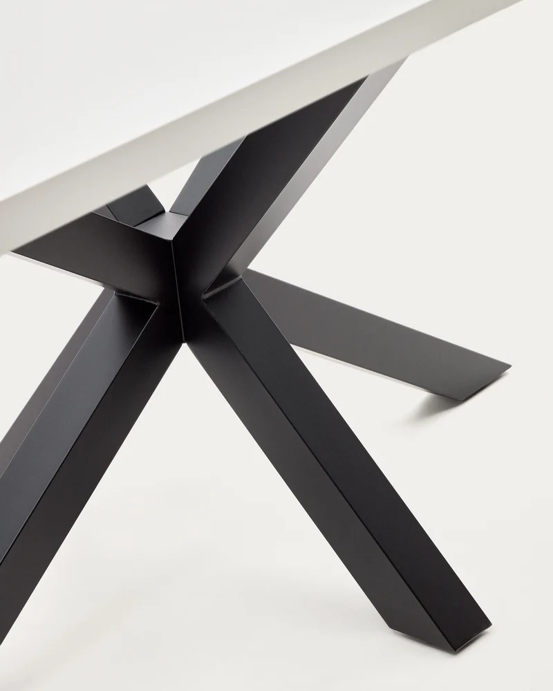 Argo table in melamine with white finish and steel legs with black finish 200 x 100 cm