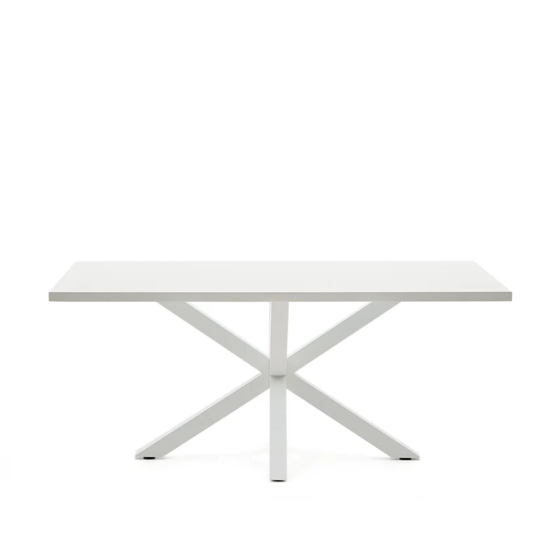 Argo table in melamine with white finish and steel legs with white finish 180 x 100 cm