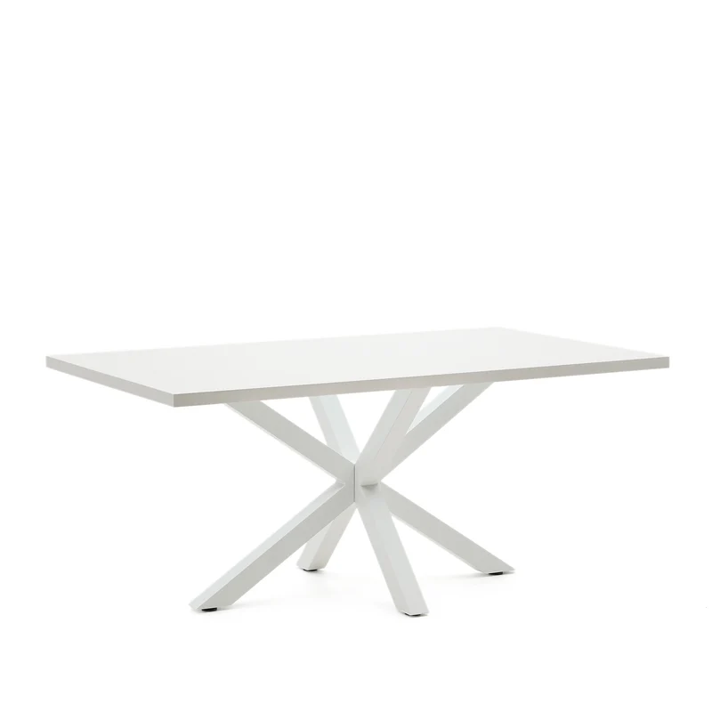 Argo table in melamine with white finish and steel legs with white finish 180 x 100 cm