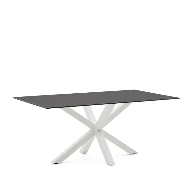 Argo table 180x100 cm, epoxy white and black glass