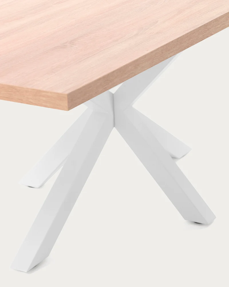 Argo table in melamine with natural finish and steel legs with white finish 200 x 100 cm