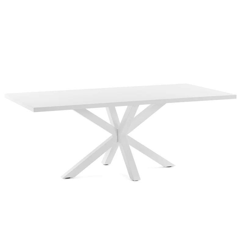 Argo table in melamine with white finish and steel legs with white finish 200 x 100 cm