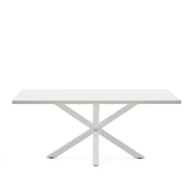 Argo table in melamine with white finish and steel legs with white finish 200 x 100 cm