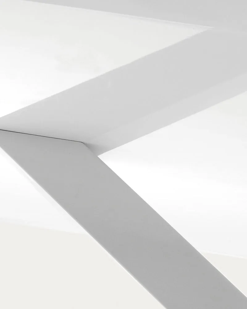Argo table in melamine with white finish and steel legs with white finish 200 x 100 cm