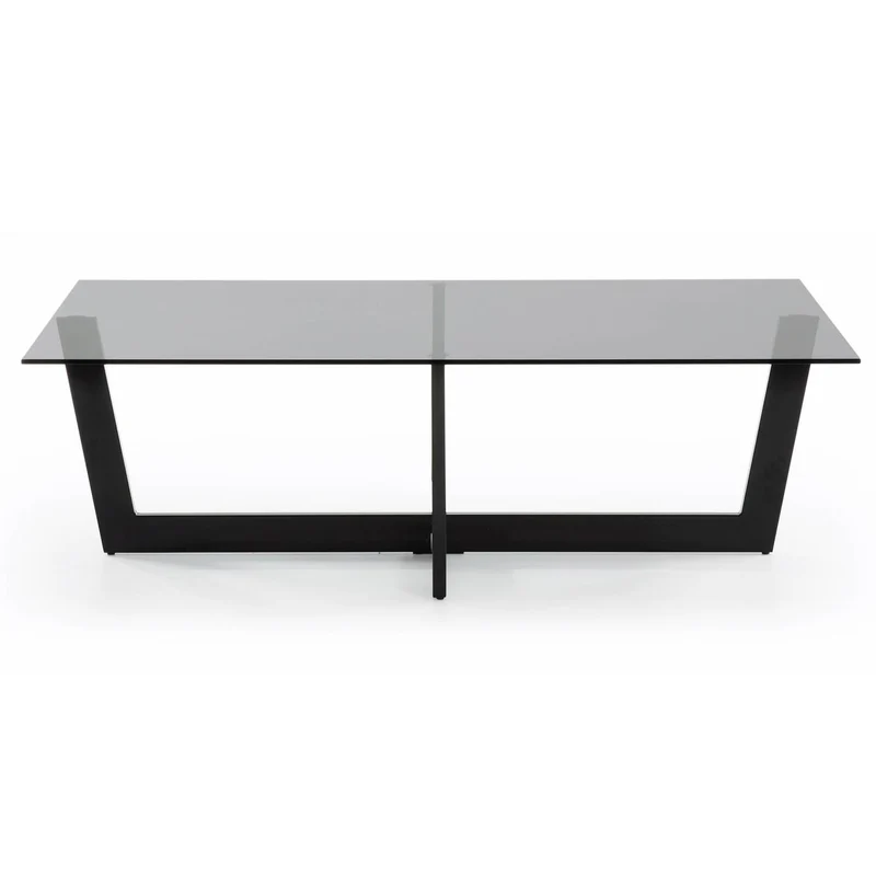 Black glass Plam coffee table 120 x 70 cm