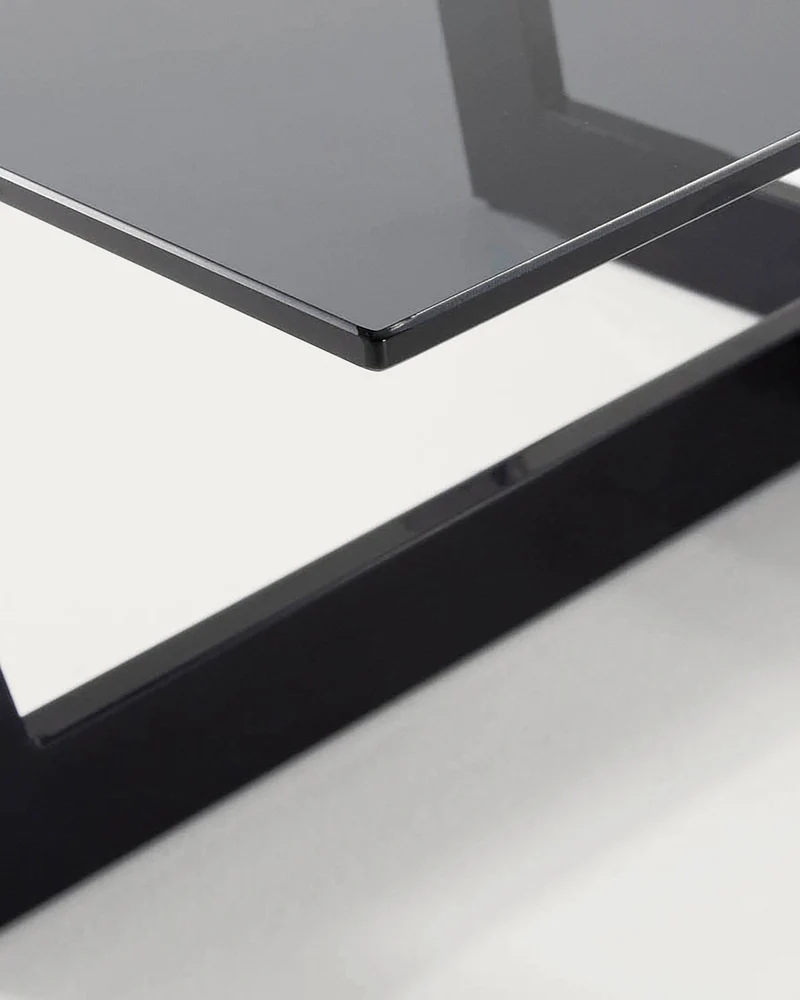 Black glass Plam coffee table 120 x 70 cm