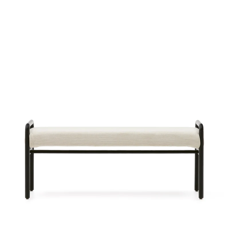 Macaret bench with removable cover solid oak wood with black finish 120 cm FSC Mix Credit