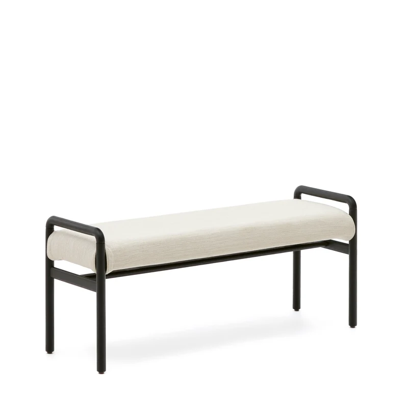 Macaret bench with removable cover solid oak wood with black finish 120 cm FSC Mix Credit