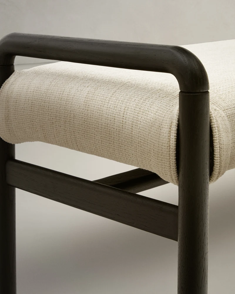 Macaret bench with removable cover solid oak wood with black finish 120 cm FSC Mix Credit