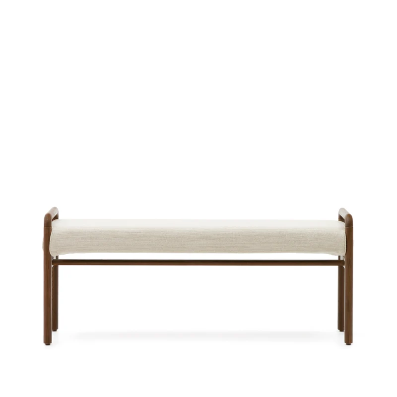 Macaret bench with removable cover solid oak wood with walnut finish 120 cm FSC Mix Credit
