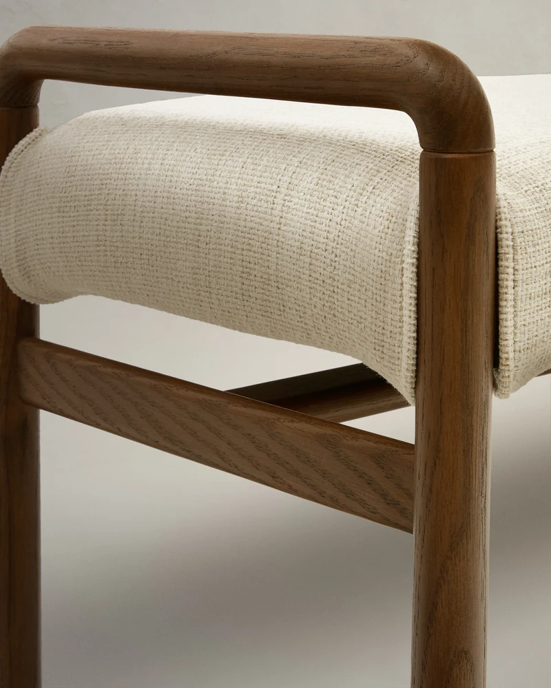 Macaret bench with removable cover solid oak wood with walnut finish 120 cm FSC Mix Credit