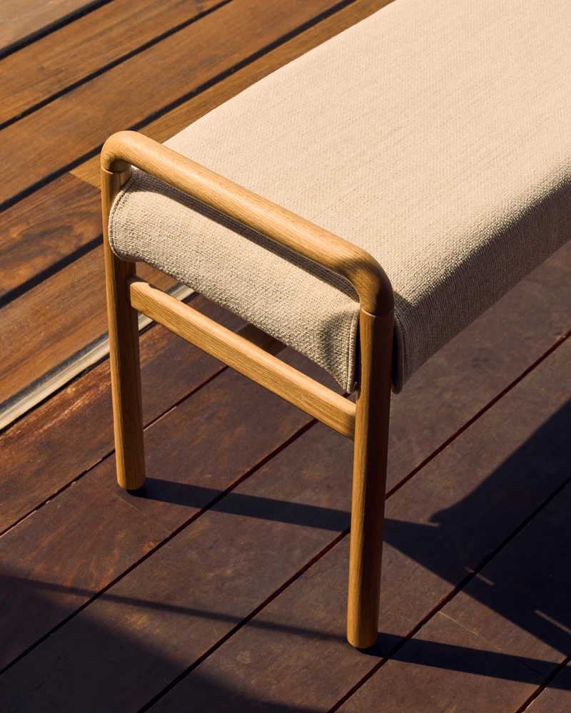 Macaret bench with removable cover solid oak wood with natural finish 120 cm FSC Mix Credit