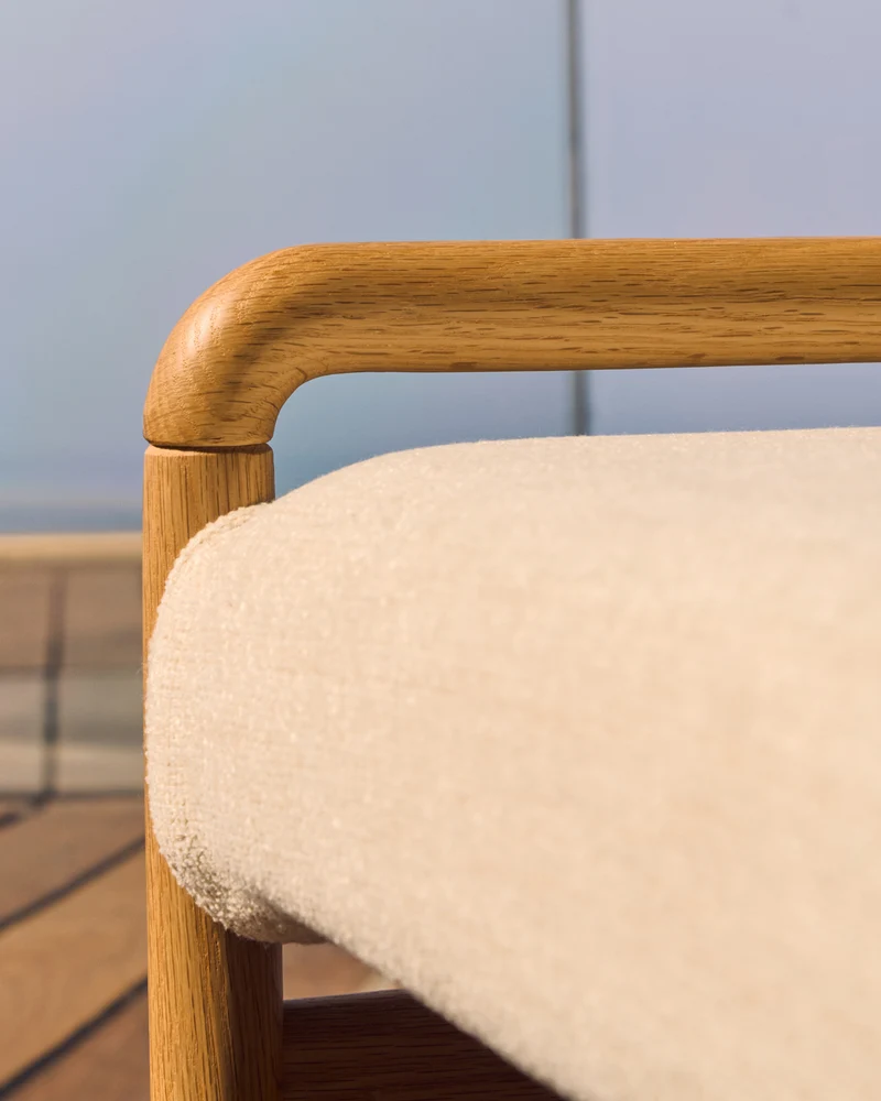 Macaret bench with removable cover solid oak wood with natural finish 120 cm FSC Mix Credit