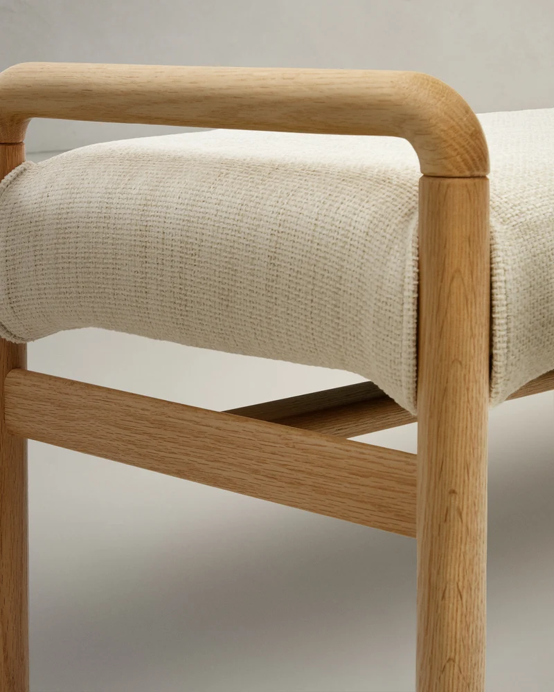 Macaret bench with removable cover solid oak wood with natural finish 120 cm FSC Mix Credit