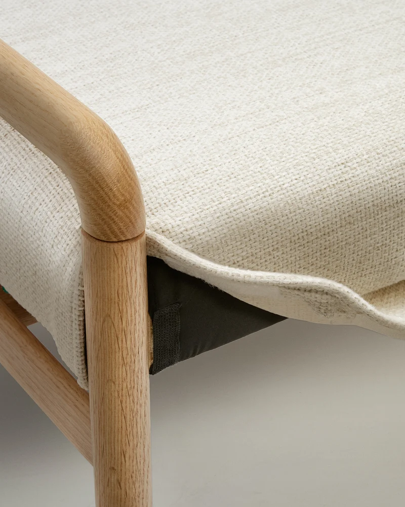Macaret bench with removable cover solid oak wood with natural finish 120 cm FSC Mix Credit