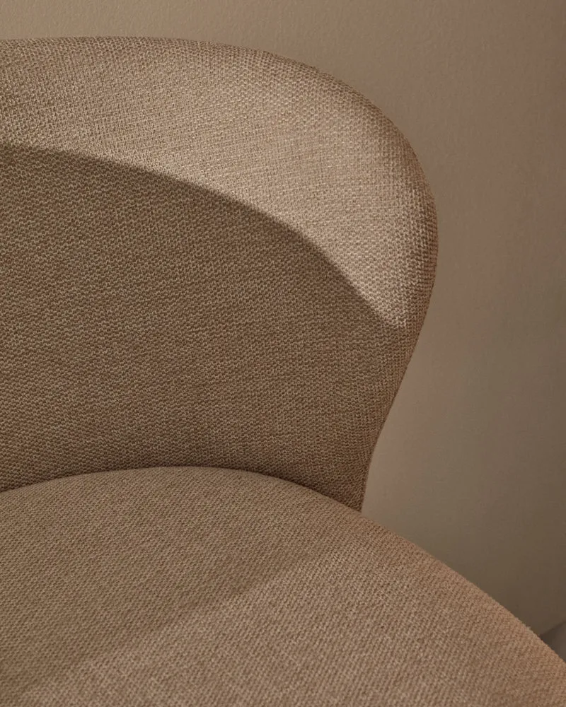 Ciselia stool beige chenille and natural legs 65 cm