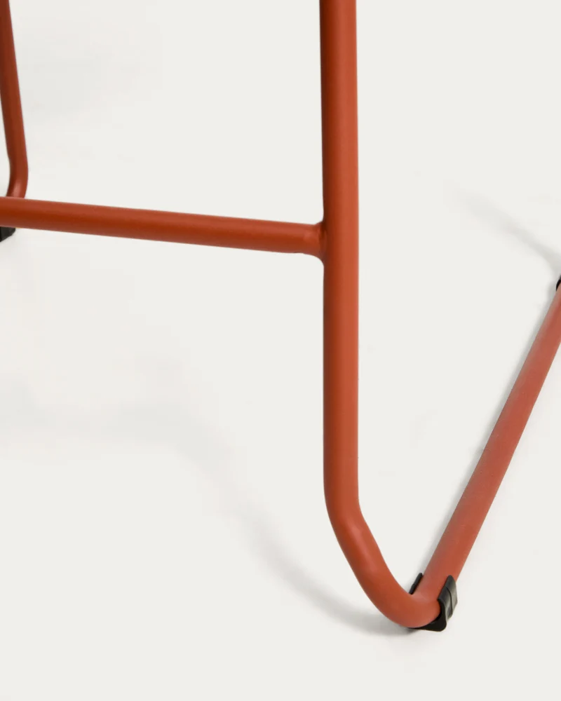 Meli stackable stool in terracotta chenille with terracotta metal legs 65cm