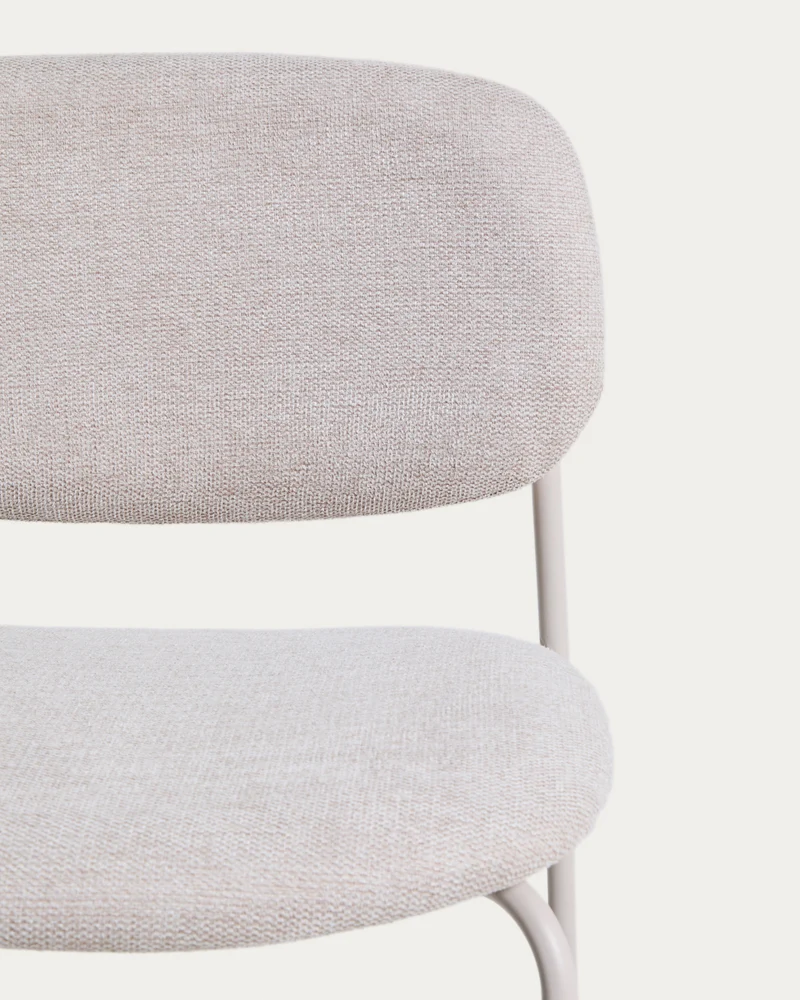 Meli stackable stool in beige chenille with beige metal legs FSC Mix Credit 65cm