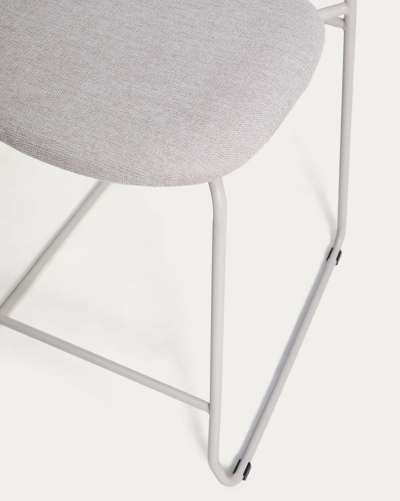 Meli stackable stool in beige chenille with beige metal legs FSC Mix Credit 65cm