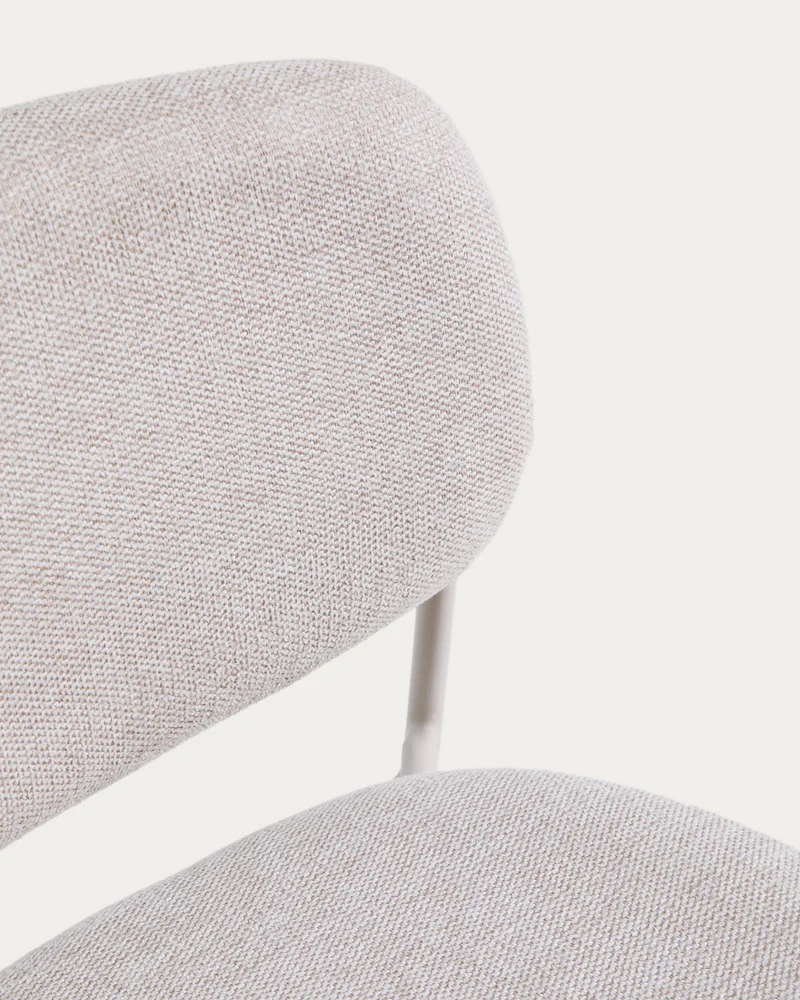 Meli stackable stool in beige chenille with beige metal legs FSC Mix Credit 65cm