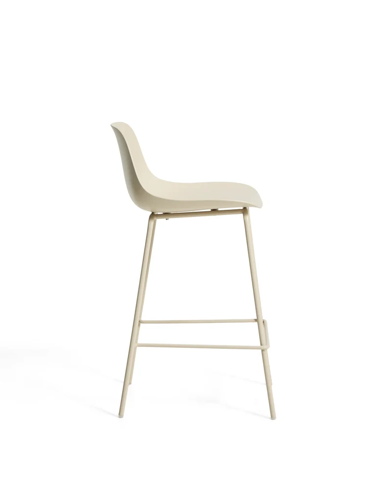 Altea beige stool with beige finish steel legs 65cm