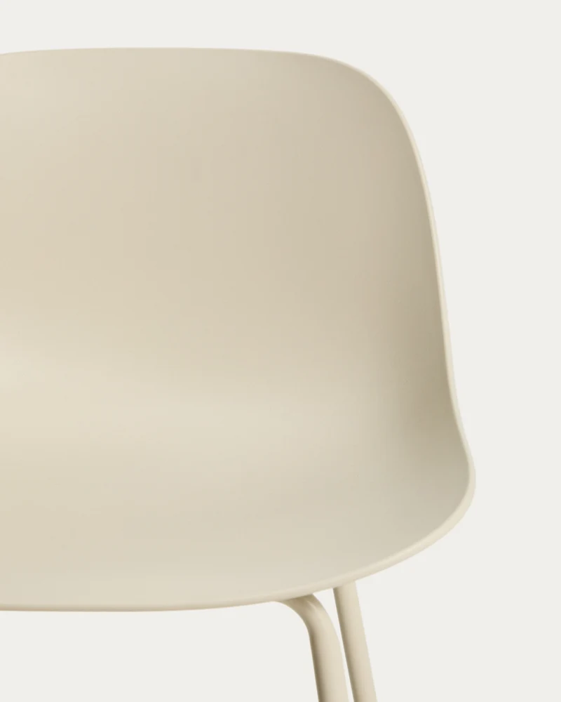 Altea beige stool with beige finish steel legs 65cm